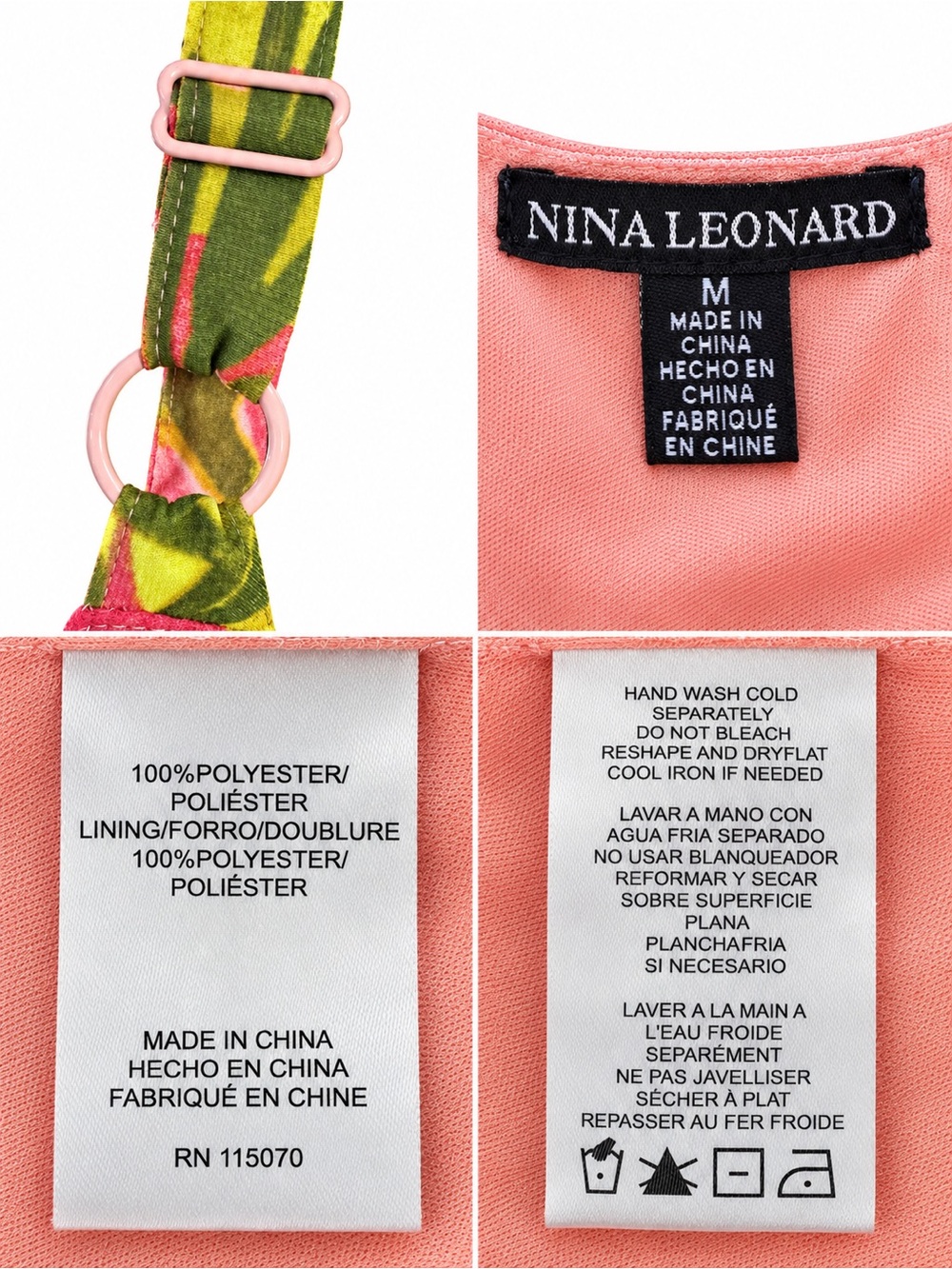 Nina Leonard M Tropical Palm Print Handkerchief Hem Maxi Dress - Picture 4 of 4
